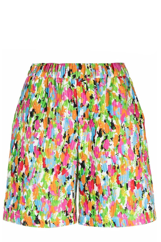 Floral-Pattern Pleated Shorts