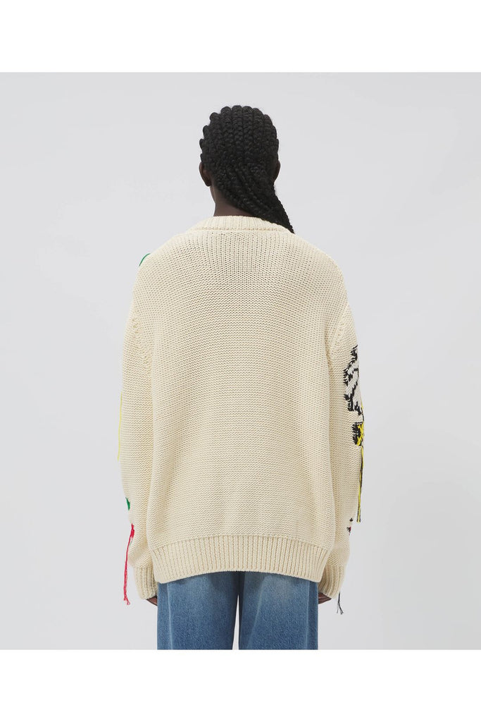 MSGM Printed ribbed-knit sweater