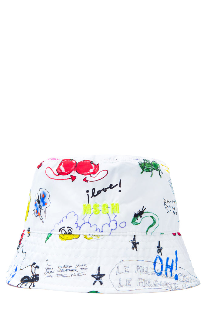 Graphic-Print Logo-Embroidered Cotton Bucket Hat
