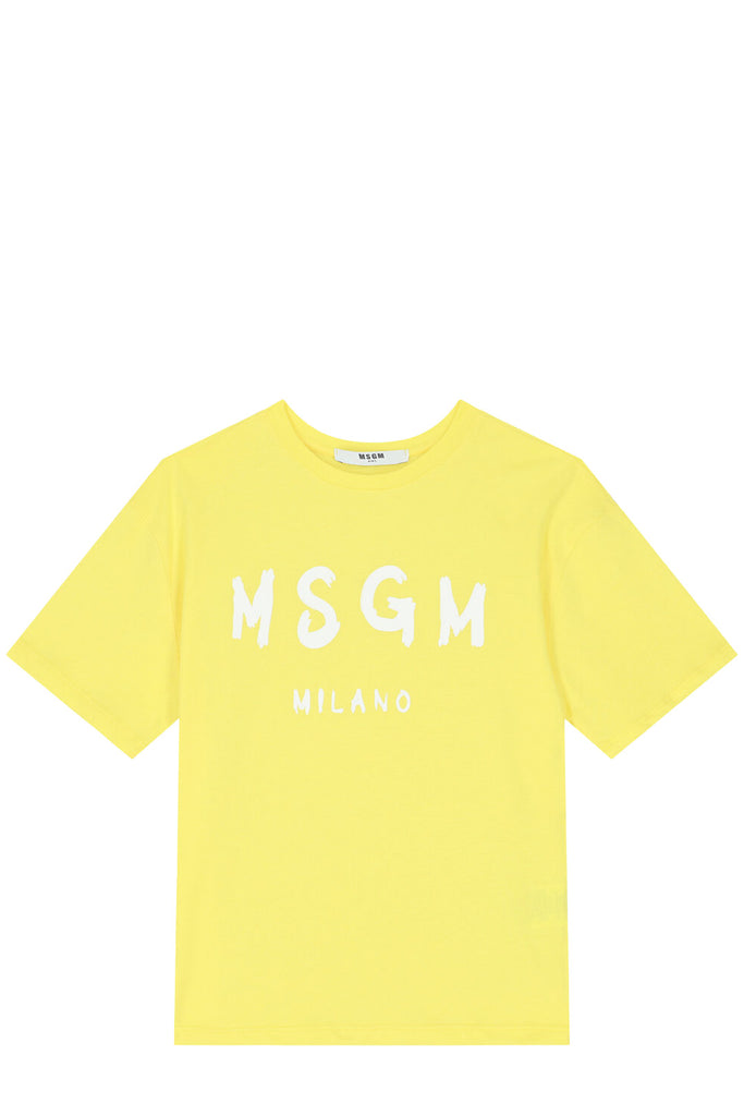 MSGM | Logo Brush T-Shirt – Lemon Yellow | sparklemonde.com