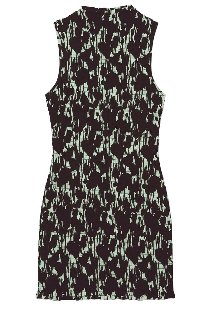 The Flou smocked mini dress in mint and black colors from the brand PROENZA SCHOULER