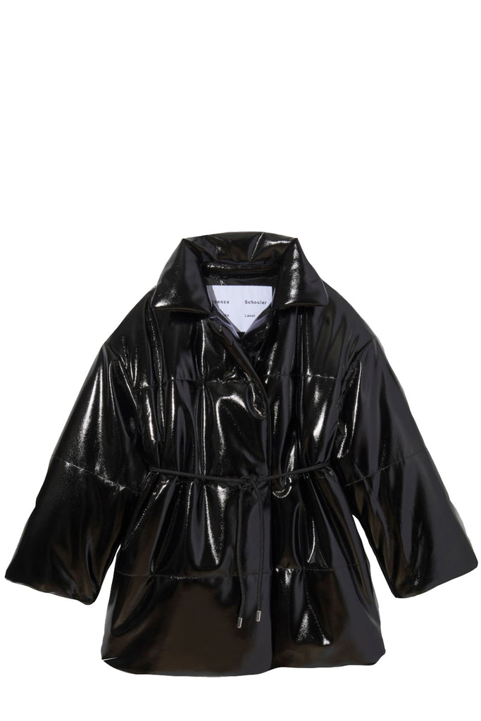 Lacquered Canvas Cropped Puffer Coat