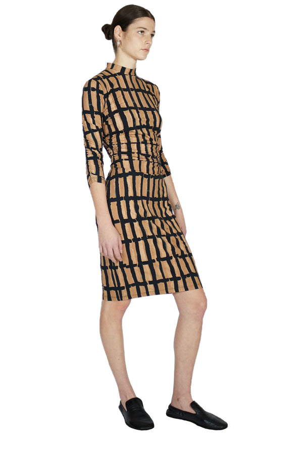 Painted Grid Jersey Dress