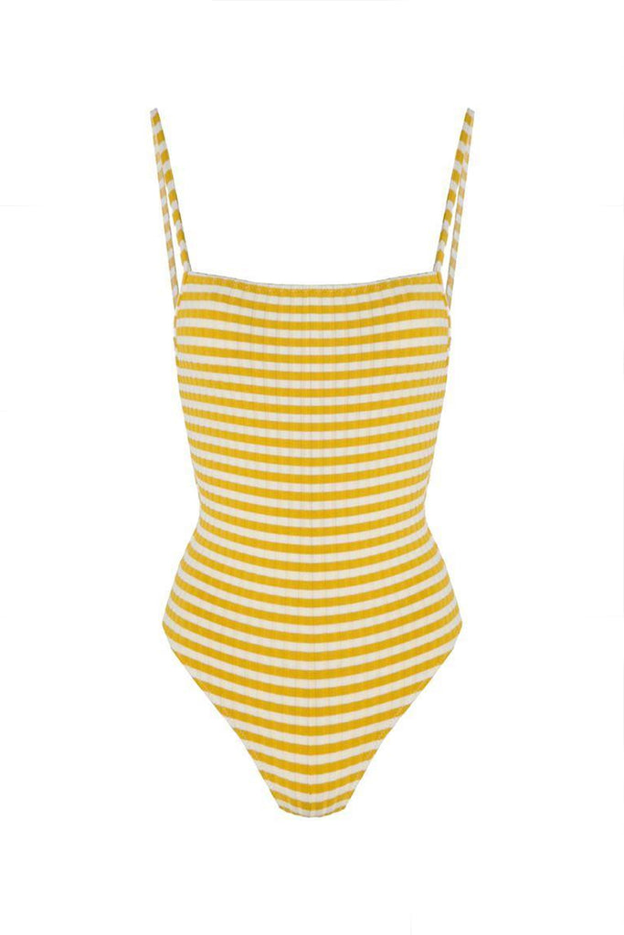 The Chelsea Mustard Stripe Rib - Solid & Striped - Swimsuit