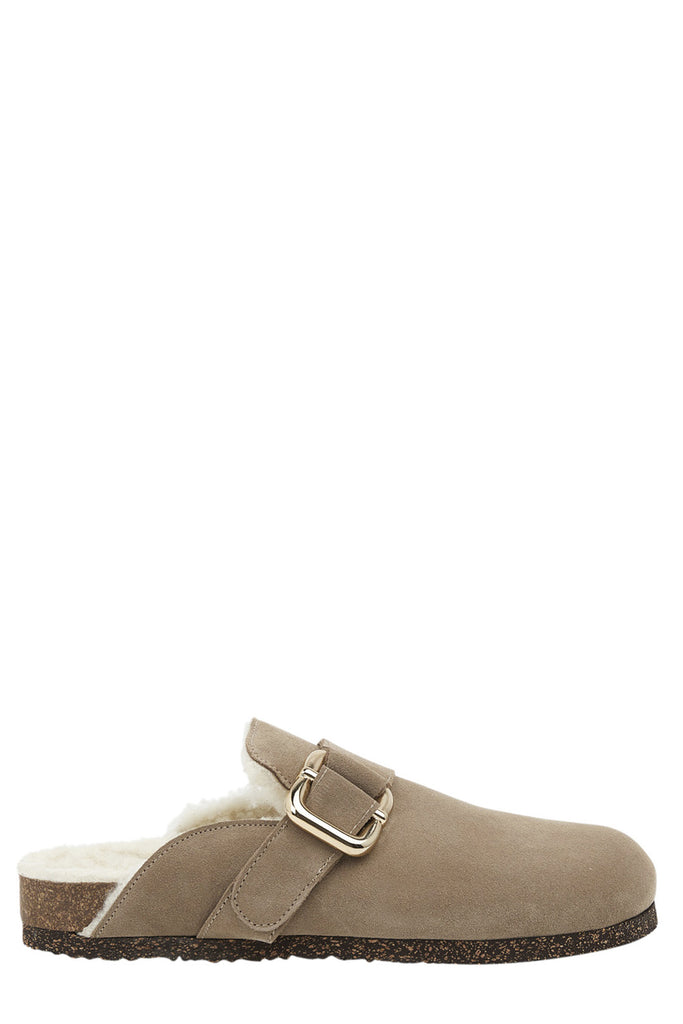 Chloe Wool-Blend Lined Leather Mules
